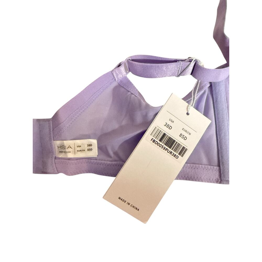 HSIA Blossom Lace Underwire Bra Periwinkle Purple 38D NWT Sheer Mesh - Picture 6 of 8